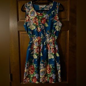 Dongxing Silky Fit and Flare Floral Mini Dress
